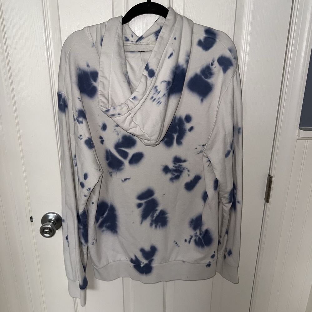 A.P.C. Men's Victor Tie Dye Hoodie White/Indigo Blue Size XL 100% Cotton - Picture 4 of 7